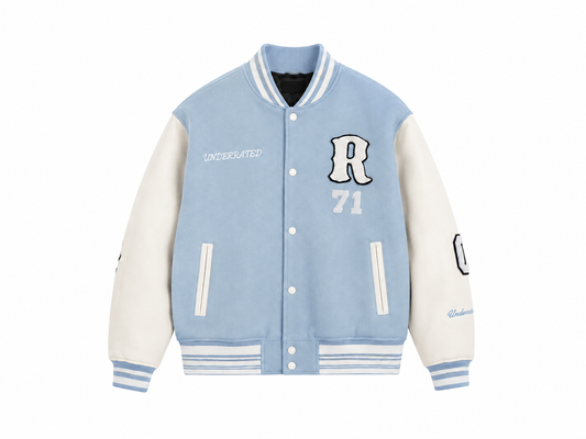 SKY BLUE VARSITY BASEBALL UNISEX JACKET