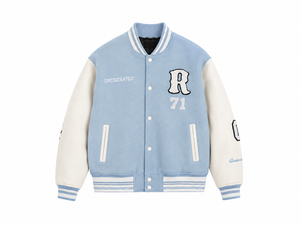 SKY BLUE VARSITY BASEBALL UNISEX JACKET