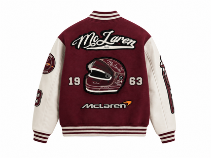 RED WINE VARSITY BASEBALL UNISEX JACKET