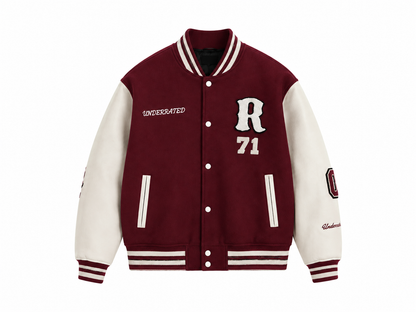 RED WINE VARSITY BASEBALL UNISEX JACKET