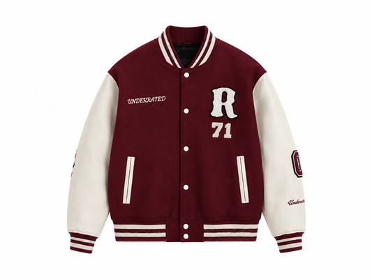 RED WINE VARSITY BASEBALL UNISEX JACKET
