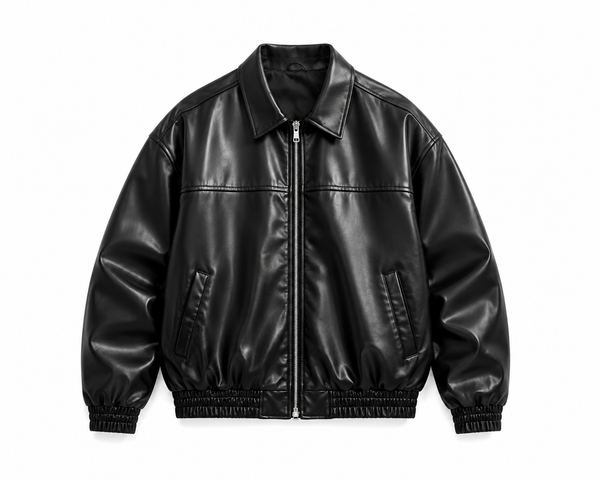 BLACK OVERSIZED LEATHER UNISEX JACKET