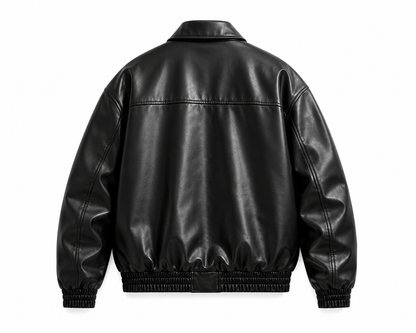 BLACK OVERSIZED LEATHER UNISEX JACKET