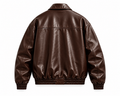BROWN OVERSIZED LEATHER UNISEX JACKET