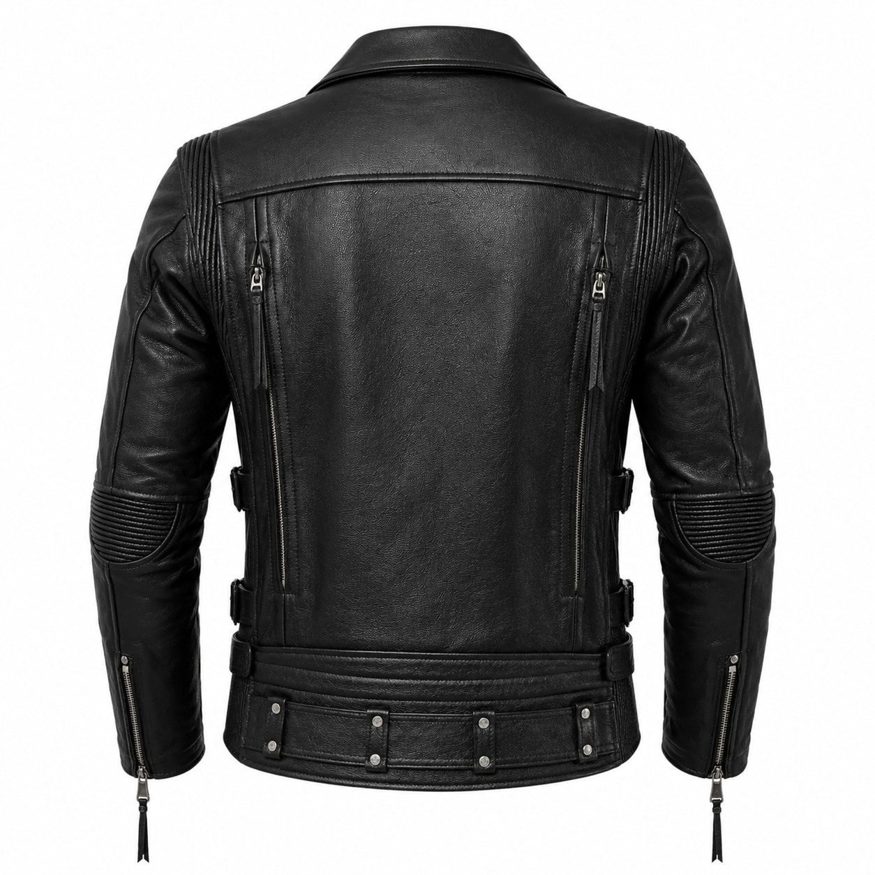 BLACK BIKER  LEATHER JACKET