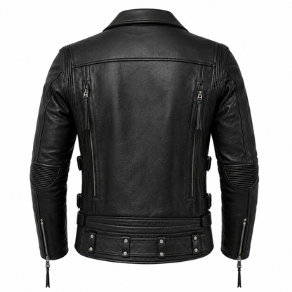 BLACK BIKER  LEATHER JACKET