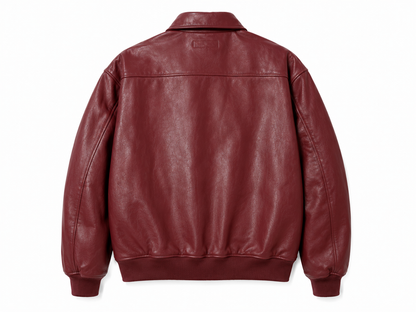 MAROON OVERSIZED LEATHER UNISEX JACKET