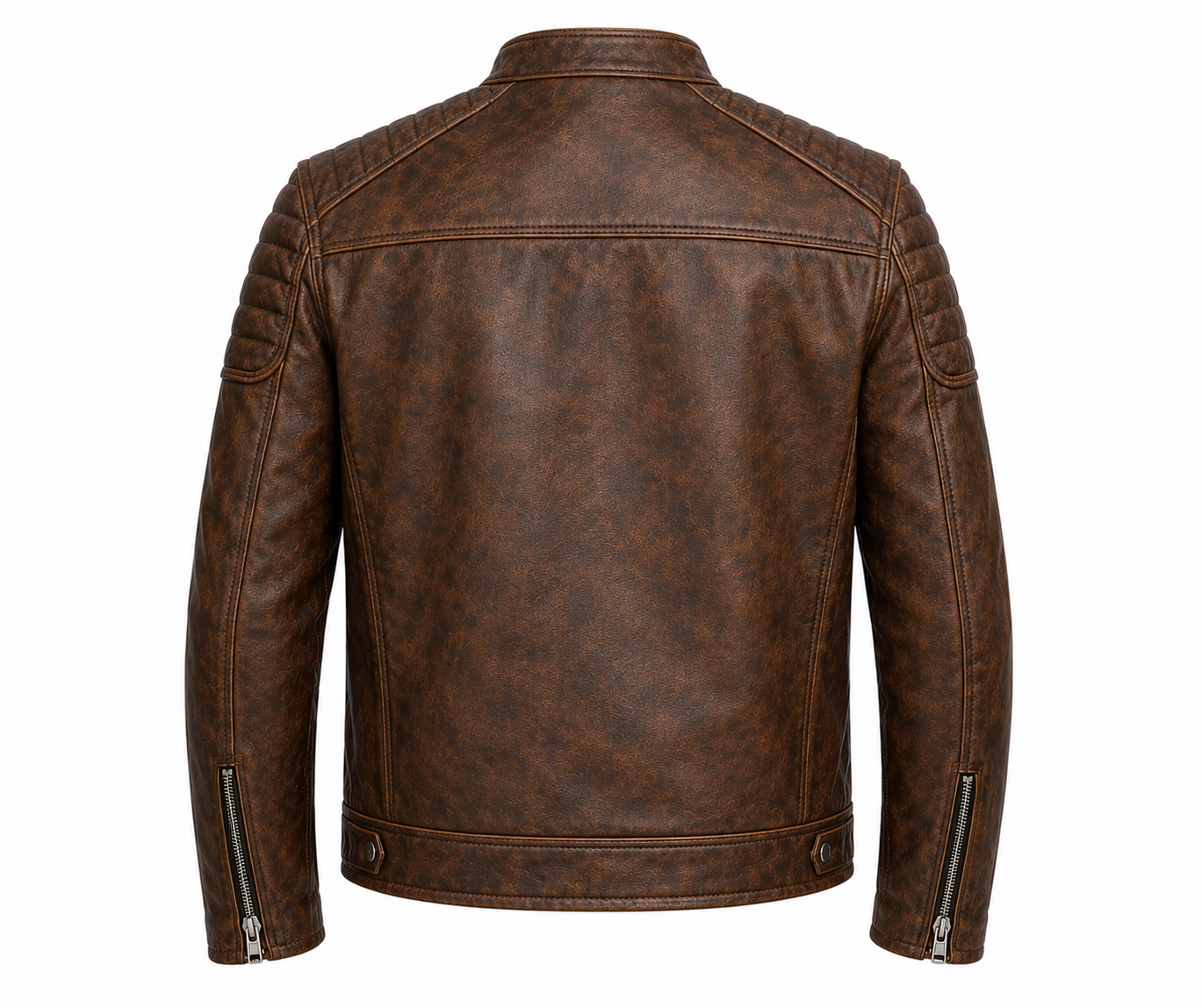 BROWN LEATHER CAFE RACER JACKET